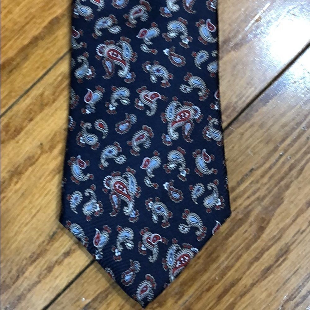 Christian Dior Navy Blue Silk Paisley Tie - Picture 2 of 6
